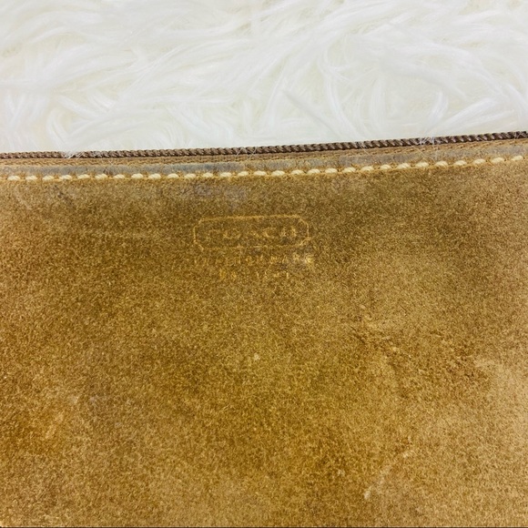COACH brown suede leather small clutch wrist wallet - Picture 13 of 14